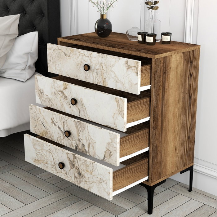 Hanah Home Lizbon 538 Cómoda Nogal y Blanco Hanah Home Lizbon 538 Cómoda Nogal y Blanco